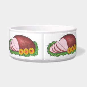 Ham It Up Christmas Hams Funny Holiday Dog Bowl