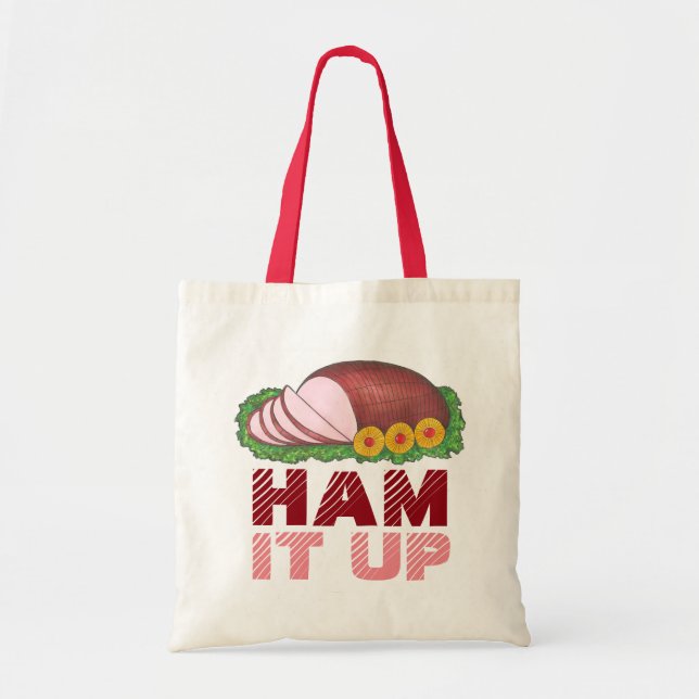 HAM IT UP Funny Christmas Holiday Foodie Tote (Front)