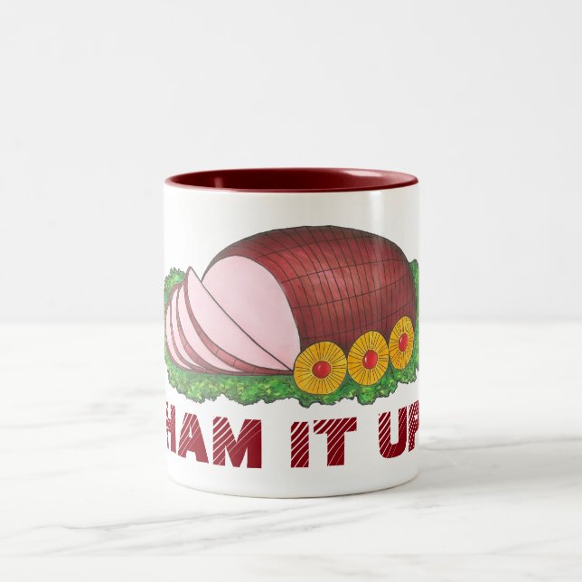 HAM IT UP Funny Christmas Novelty Food Holiday Mug (Center)