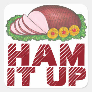HAM IT UP Funny Holiday Foodie Christmas Stickers