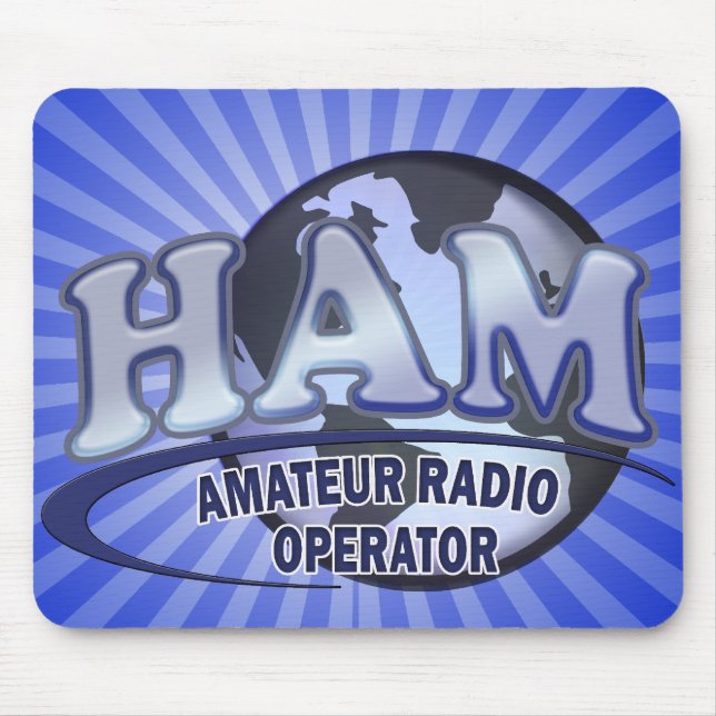 HAM LOGO BLUE AMATEUR RADIO OPERATOR MOUSE MAT (Front)