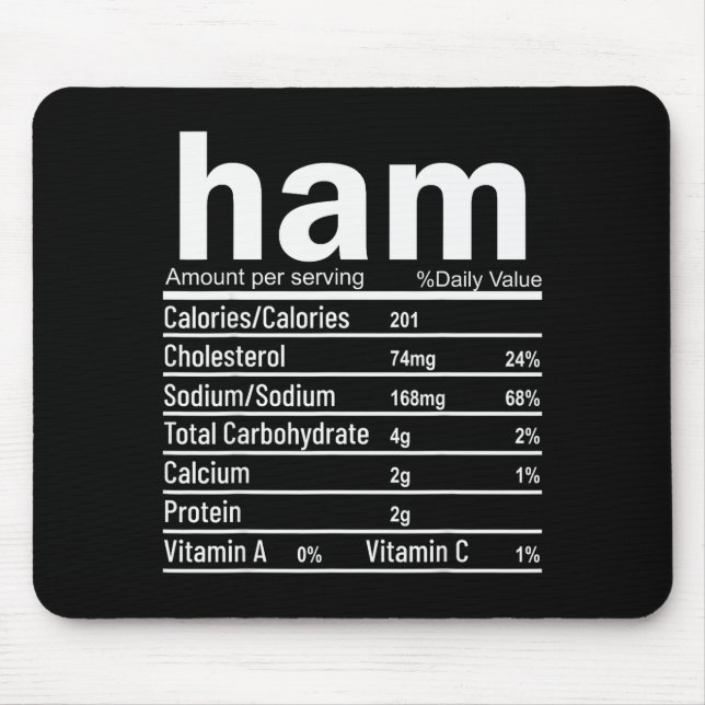 Ham Nutrition Facts Funny Thanksgiving Christmas F Mouse Mat (Front)