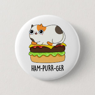 Ham-Purr-Ger Cute Kitty Cat Hamburger Pun 6 Cm Round Badge