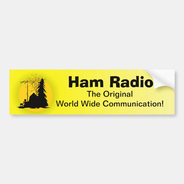 Ham Radio 1st Communication Bumper Sticker (Front)