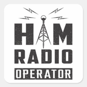 HAM Radio Amateur Frequency Operator Antenna Gift Square Sticker