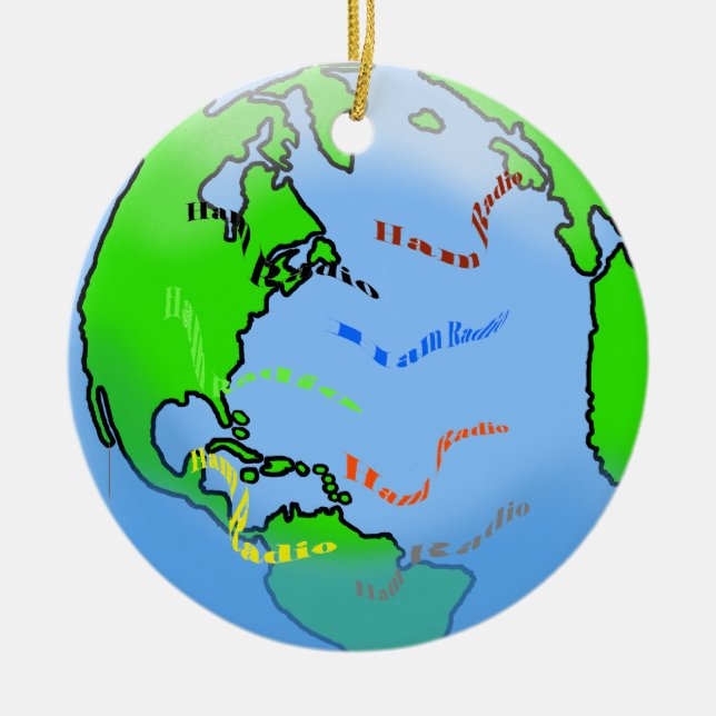 Ham Radio Around The World Christmas Ornament (Front)