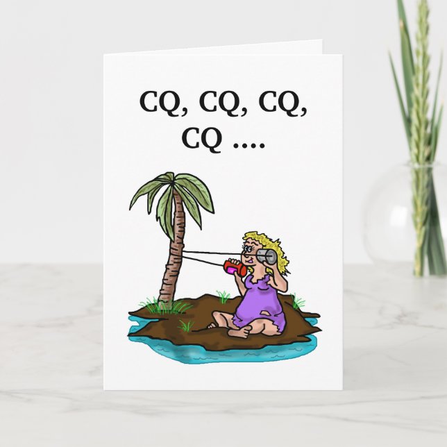 Ham Radio Birthday Card Female Remote Island (Front)