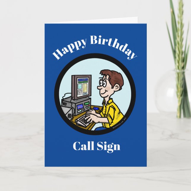 Ham Radio Birthday Card for Digital Mode Operation (Front)