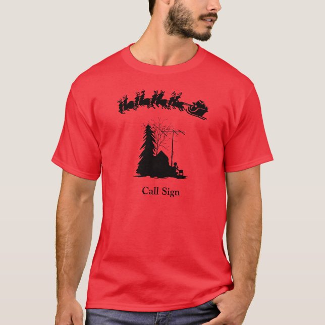 Ham Radio Christmas T-shirt - Silhouette Operator (Front)