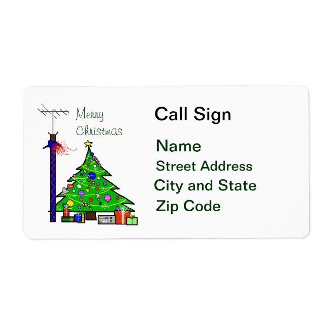 Ham Radio Christmas Tree Address Labels (Front)