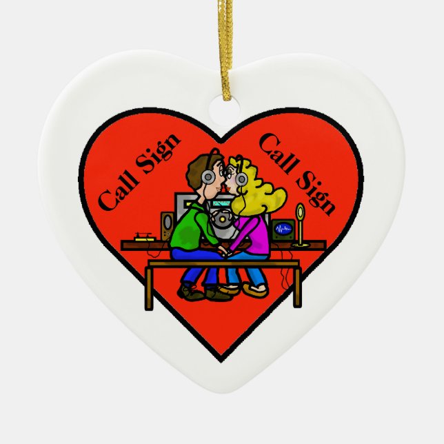 Ham Radio Couple Christmas Ornament Customise It! (Front)