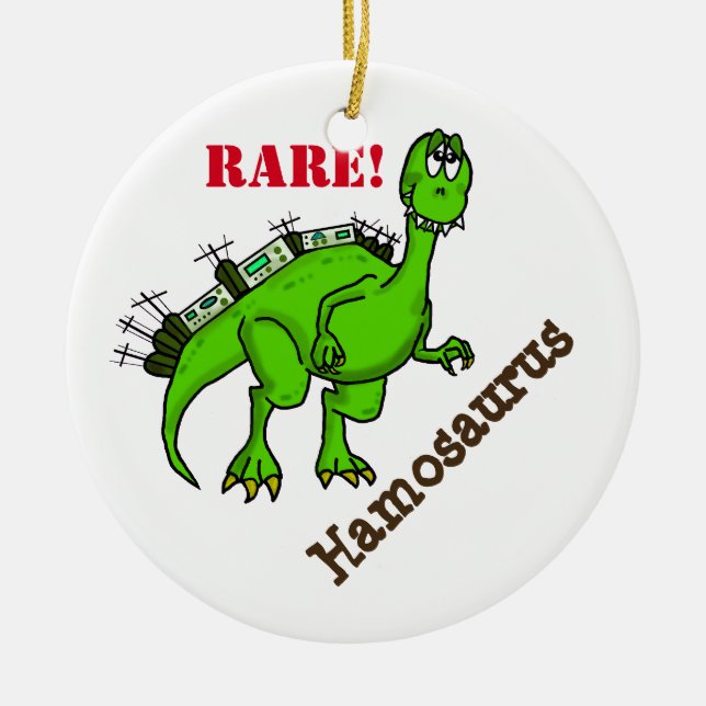 Ham Radio Dinosaur Christmas Ornament (Front)