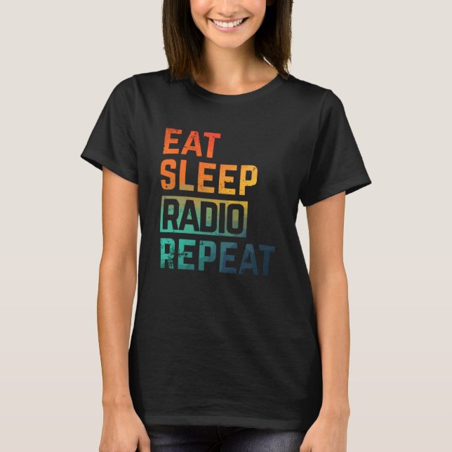 Ham Radio Eat Sleep Repeat Watercolour T-Shirt (Front)