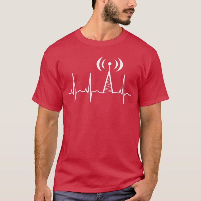 HAM Radio Gifts for Dad Ham Radio Operator Heartbe T-Shirt (Front)