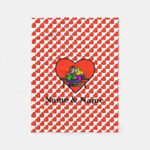 Ham Radio Kissing Couple Fleece Blanket Customise