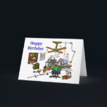 Ham Radio "Man Cave" Birthday Card  Customise It!<br><div class="desc">Here's a humourous look at a Ham's Shack that is built and put together with love. A little messy, but, hey... .. Aren't they all? You can interpret this as a Home Brew Shack or just a messy Ham Radio Shack aka "Ham Cave". Look closely! There's a lot going on...</div>