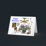 Ham Radio "Man Cave" Birthday Card  Customise It!<br><div class="desc">Here's a humourous look at a Ham's Shack that is built and put together with love. A little messy, but, hey... .. Aren't they all? You can interpret this as a Home Brew Shack or just a messy Ham Radio Shack aka "Ham Cave". Look closely! There's a lot going on...</div>
