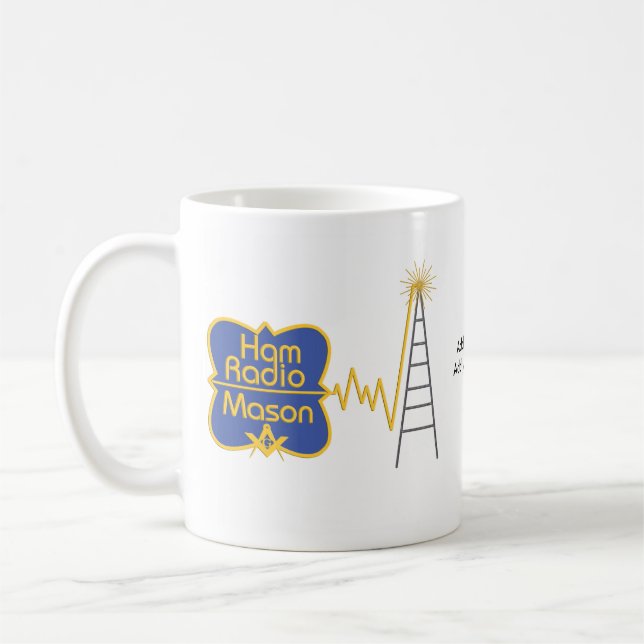 Ham Radio Mason, Add your name, your call sign Coffee Mug (Left)
