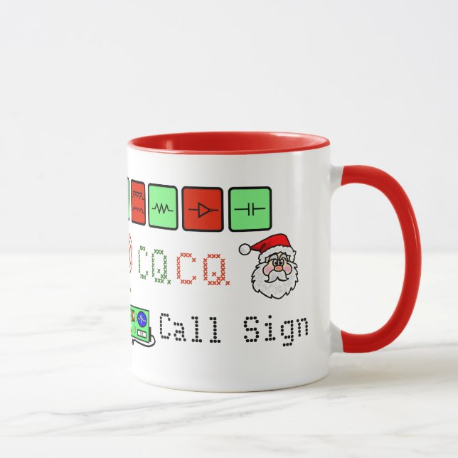 Ham Radio Multi-Graphical Christmas Mug with Call (Right)