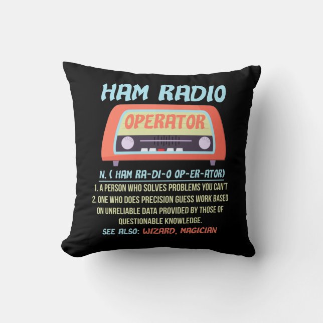 Ham Radio Operator Definition Amateur Radio Hobby Cushion (Front)