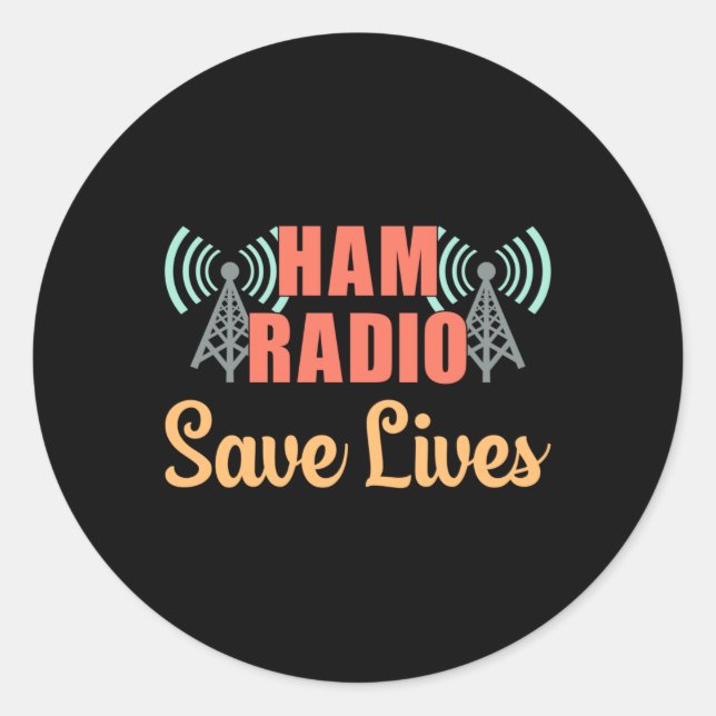 HAM Radio Operator Frequency Antenna Amateur Gift Classic Round Sticker (Front)