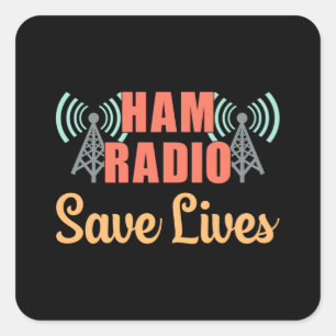 HAM Radio Operator Frequency Antenna Amateur Gift Square Sticker