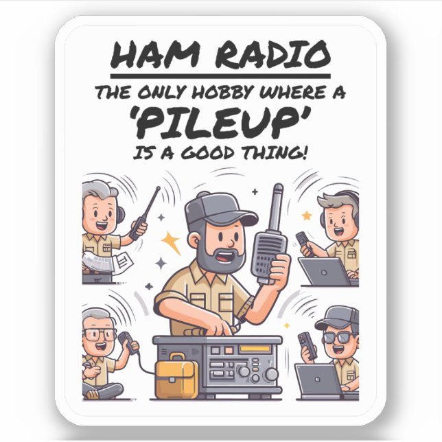 Ham Radio Operator Playful Cartoon Funny Hobby (Front)