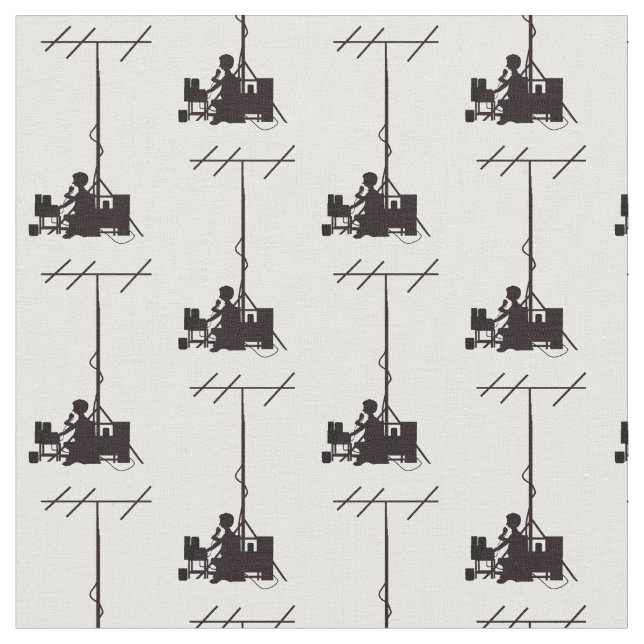 Ham Radio  Operator Silhouette Fabric (Close Up)