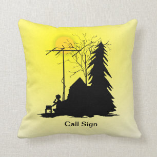 Ham Radio Operator Silhouette Pillow