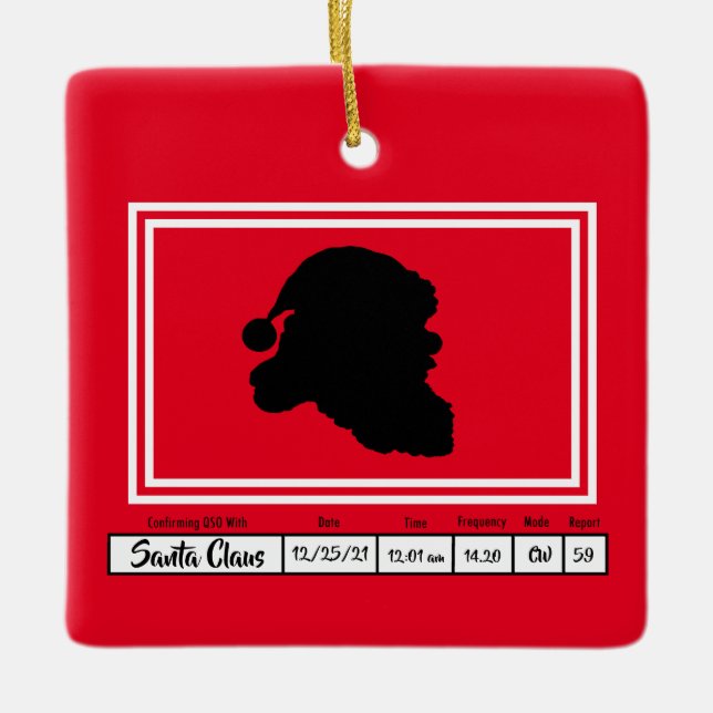 Ham Radio QSL Card Christmas Ornament (Front)