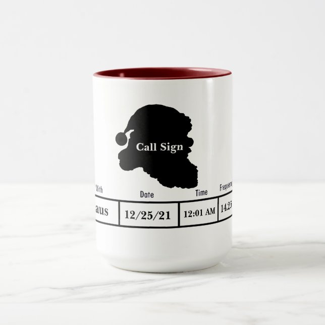 Ham Radio QSL Card Santa Mug (Center)