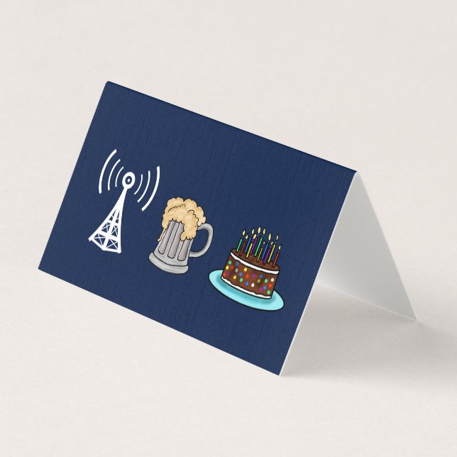 Ham Radio Repeater, Beer & Cake Birthday Card (Front)