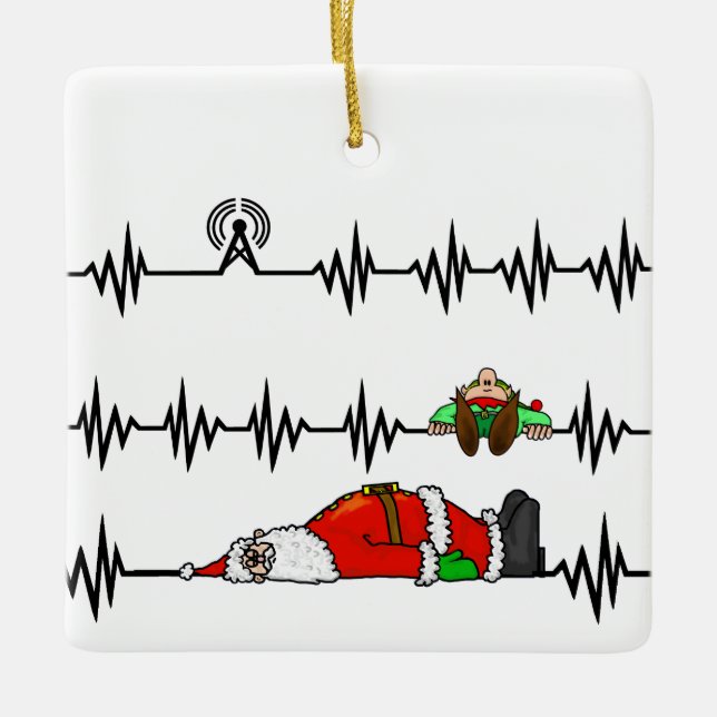 Ham Radio Santa Elf Frequency Christmas Ornament (Front)