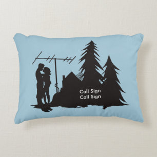 Ham Radio Silhouette Couple Pillow