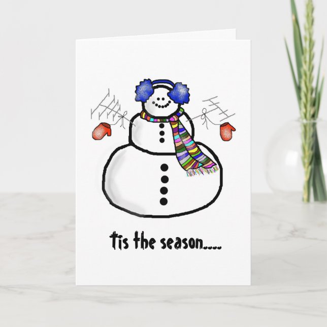 Ham Radio Snowman Christmas Card  Ver. 3 (Front)