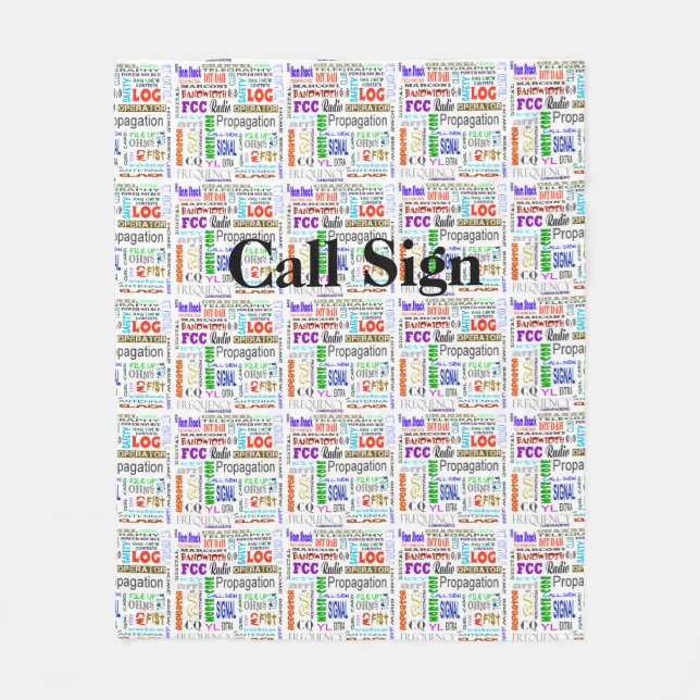 Ham Radio Word Collage Fleece Blanket Customise It (Front)