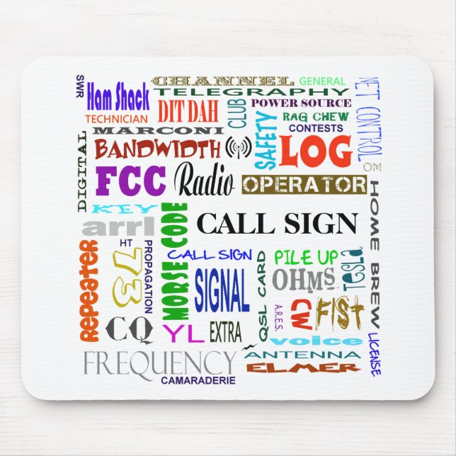 Ham Radio Word Collage Mousepad   Customise It! (Front)