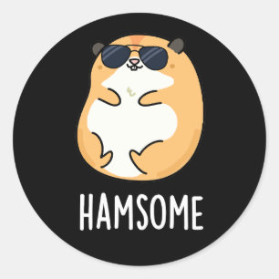 Ham-some Funny Handsome Hamster Pun  Classic Round Sticker