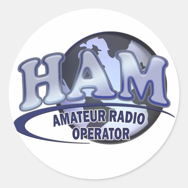 HAM WORLD LOGO Amateur Radio Classic Round Sticker (Front)