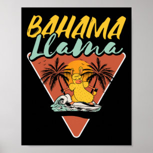 Hama Llama Funny Llama Surfer Surfing Surfboard Poster