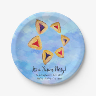 Hamantaschen Star Purim Party Paper Plate