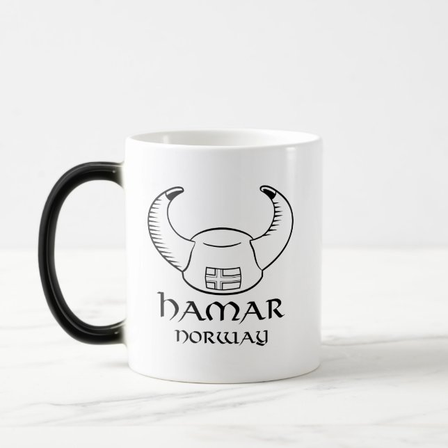 Hamar Norway Viking Hat Magic Mug (Left)