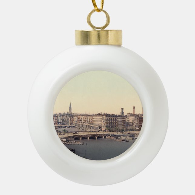 Hamburg Alsterarkaden Deutschland Alster Germany Ceramic Ball Christmas Ornament (Front)