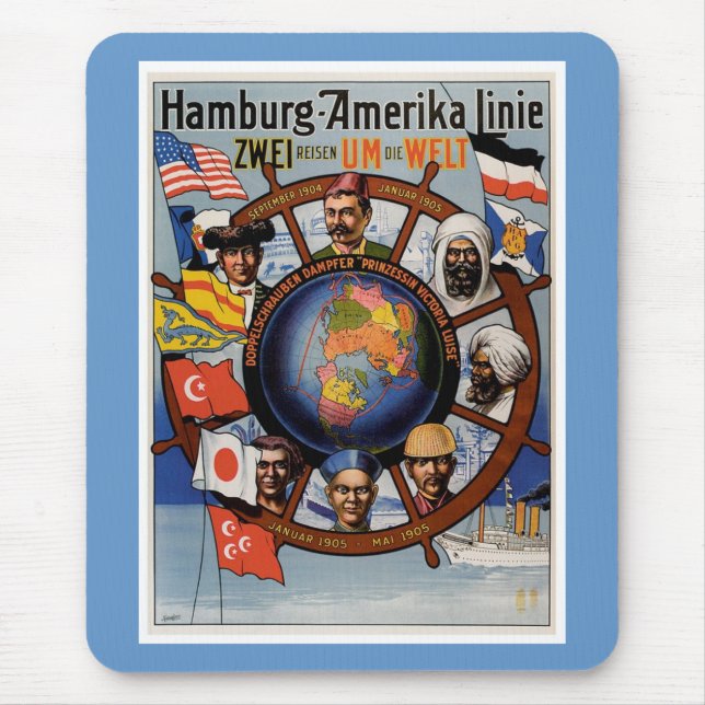 Hamburg Amerika Line Poster Mouse Mat (Front)