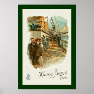 Hamburg-Amerika~SS Furst Bismark~Man/Woman On Deck Poster