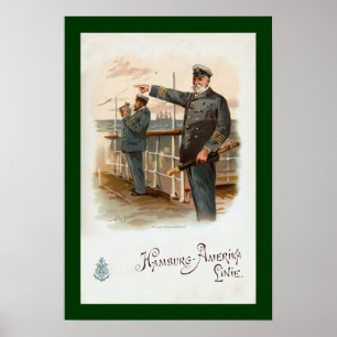 Hamburg-Amerika ~ SS Waldersee ~ Ship’s Officers ~ Poster