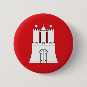 Hamburg city flag Germany symbol 6 Cm Round Badge