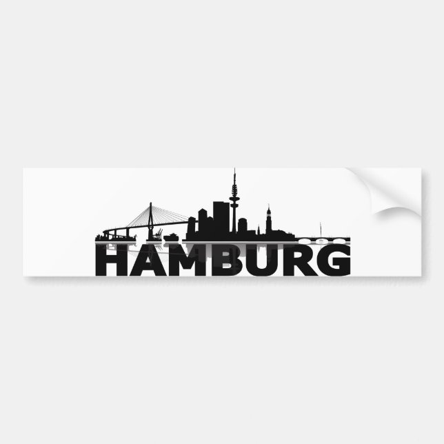 Hamburg City Skyline Autoaufkleber / Aufkleber Bumper Sticker (Front)