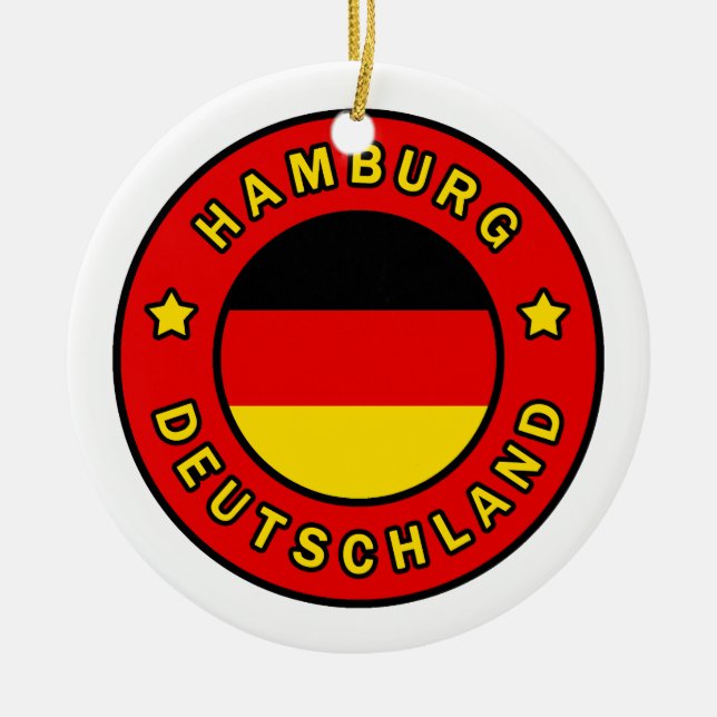 Hamburg Deutschland Ceramic Tree Decoration (Front)