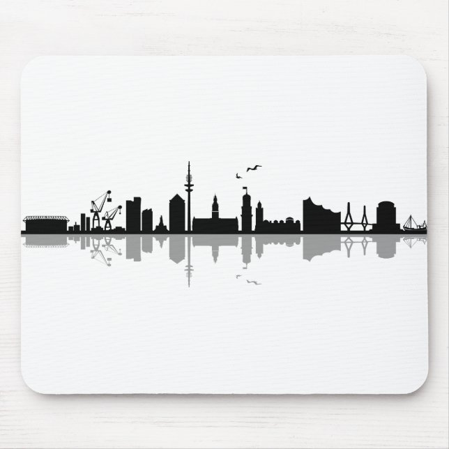 HAMBURG Elbe Germany City Skyline Silhouette Mouse Mat (Front)